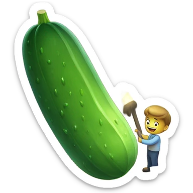 A wet cucumber going into a cavern sticker