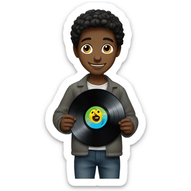jewish boy holding a vinyl record sticker