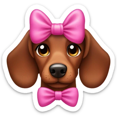 Brown sausage dog with a pink bow sticker