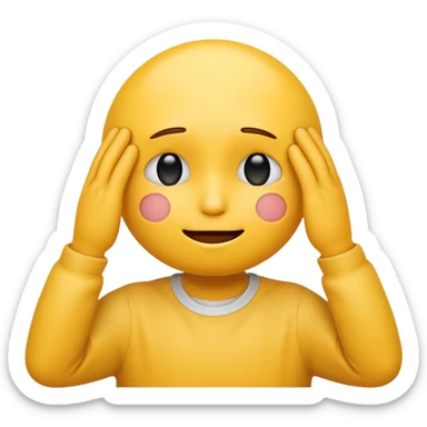 yellow emoticon with hands over eyes not smiling sticker