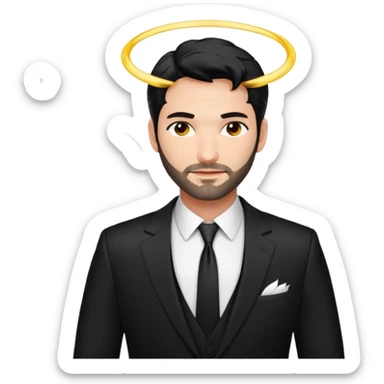 Lucifer (Tom Ellis) sous sa forme angélique, avec ses grandes ailes blanches et son costume comme dans la série. sticker