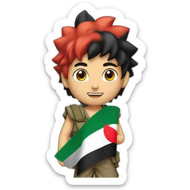sangoku with a palestinian flag sticker