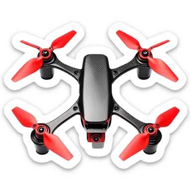 A freestyle FPV quadcopter with a top mounted battery sticker
