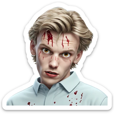 portrait of a bloodied boy sticker