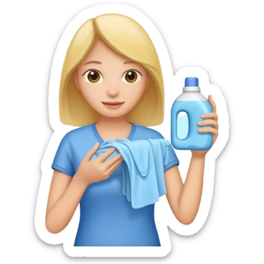 woman holding laundry detergent sticker