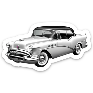 vintage hot rod, based on 1956 Buick Century, monochrome black and white sticker