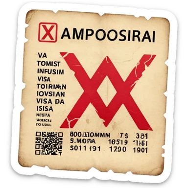 Tourist visa denied with an x sticker