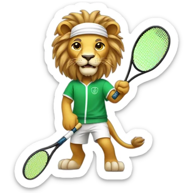 lion in saudi outfit playing tennis sticker