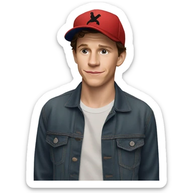 tom holland with snata hat sticker