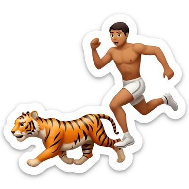 Tiger chasing human sticker