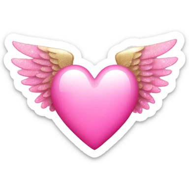pink sparkly heart with angel wings sticker