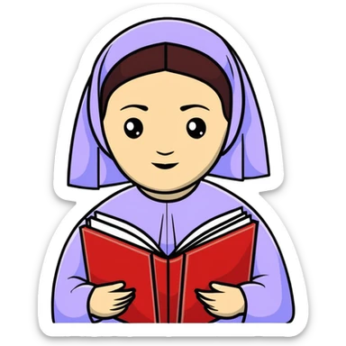 Sor Juana Inés de la Cruz, Mexican writer and poet with books sticker