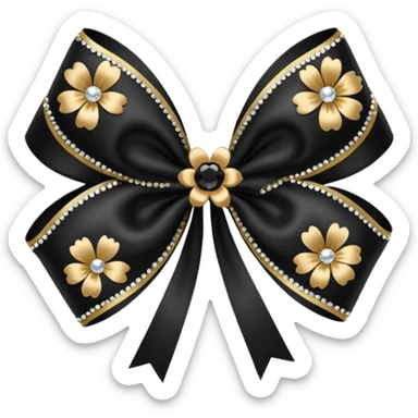 black flower bow with glitter sticker