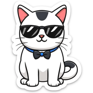 cat wearing cool sunglasses proudly showing off his new tuxedo, stylish, confident pose sticker