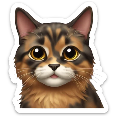 Tortie colored long hair cat sticker