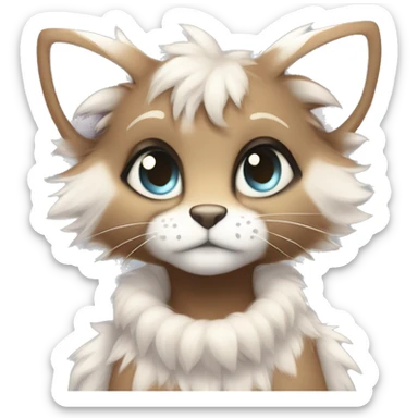 Furry, sparkle, iridescent, colorful, pastel, edgy, cool, fantasy beautiful, brown, beige, white, divine, godly, angelic, animal, anthro, full body, fursona, feline sticker