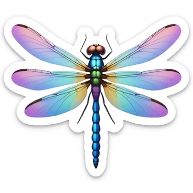 Peaceful Dragonfly change color  keep  black background  sticker