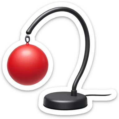 A minimalistic, cartoon-style red punching ball emoji with a glossy texture. It has a slightly rounded top and is mounted on a slim, flexible base, appearing slightly in motion. The design should be expressive and clear as an emoji. The background is fully transparent for easy overlay. sticker
