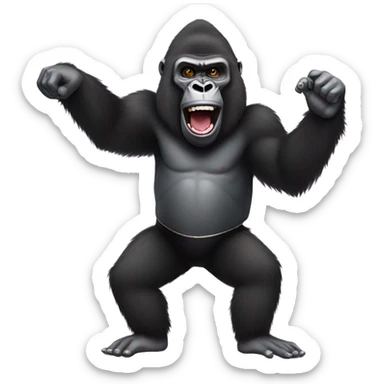 Gorilla with ballerina costume with machine gun and dancing sticker