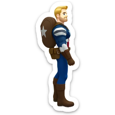 Captain America hiking in a scenic mountain landscape. sticker