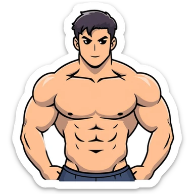 handsome muscular boyfriend with defined abs sticker