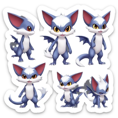 Edgy Cool Chibi Sneasel-Noibat-Absol-Pokémon-Fakémon-fusion-cat Full Body sticker