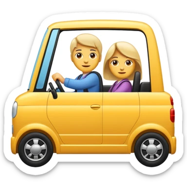 Crea un emoji con fondo transparente en PNG de una persona manejando un vehículo sticker