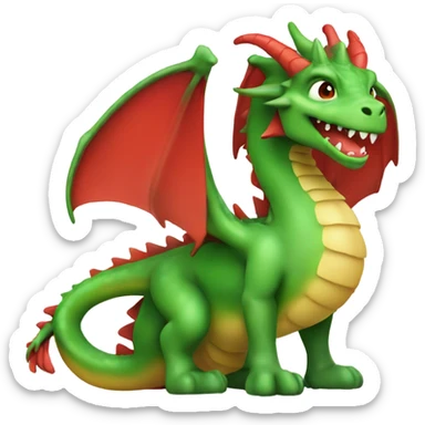 graoully dragon, green body and red back, closer sticker