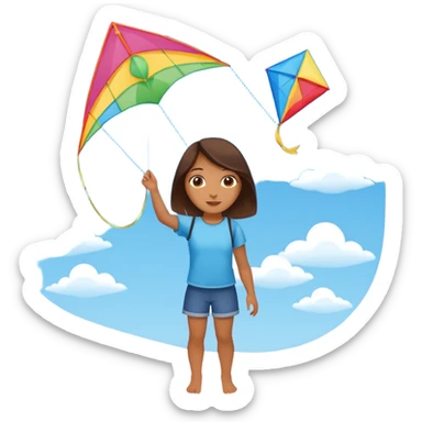 girl with kite,Kite Flyers, big kite. sticker