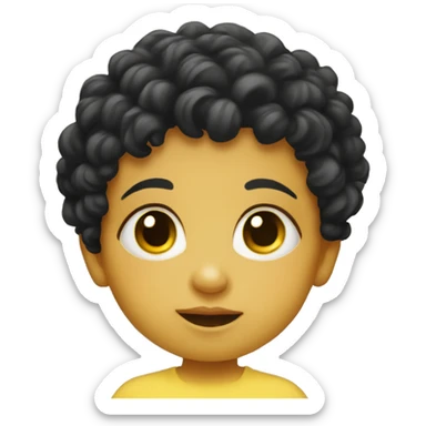 Yellow-skinned infant with black curly hair sticker