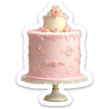 vintage rococo pale pink single layer cake sticker