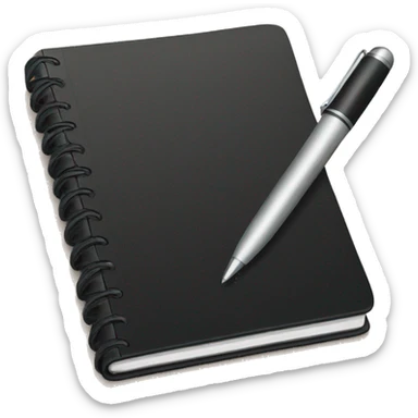 Black notebook and pen sticker