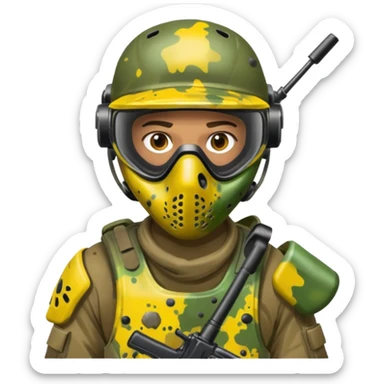 paintball player dirty with colors sticker