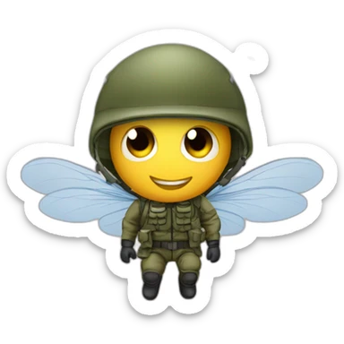 Parachuting ant in military outfit sticker