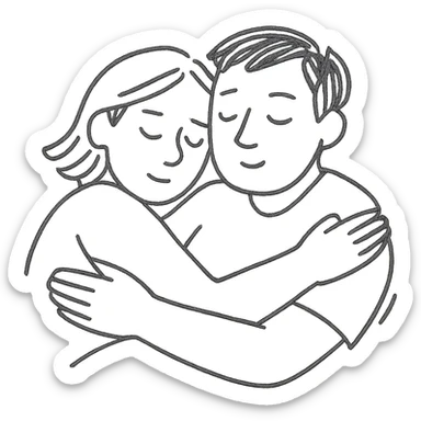 two people sleeping together, hugging, serene and loving, minimalistic style sticker
