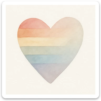 rainbow pride heart, watercolor art style, no text, pastel color palette sticker