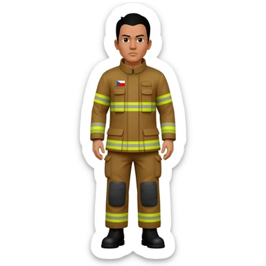 Filipino man firefighter brown uniform and boots sticker