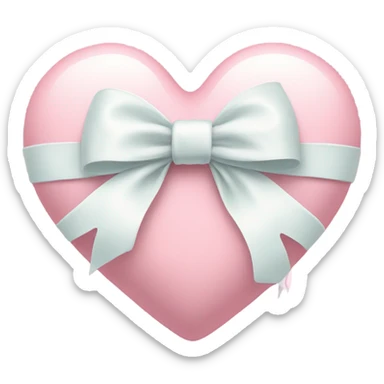 Pastel pink heart with white bow sticker