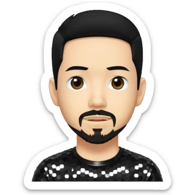 Mike Shinoda with black hair, black sequin shirt sticker
