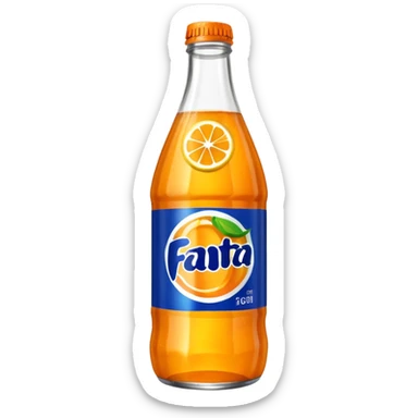 Una botella de cristal con el logo de Fanta con Fanta de limón dentro de color amarillo AMARILLA sticker