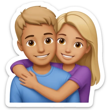 Texte ´Gros câlin’, en dessous un homme serre sa sœur dans ses bras sticker