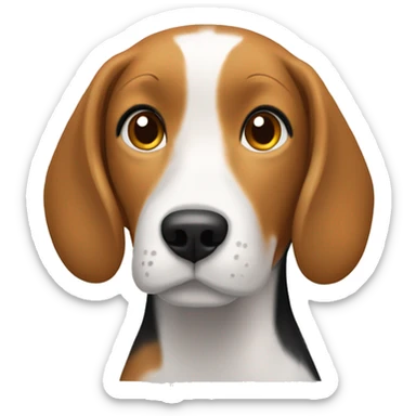 Beagle heureux avec une femme qui a les cheveux courts blancs  sticker
