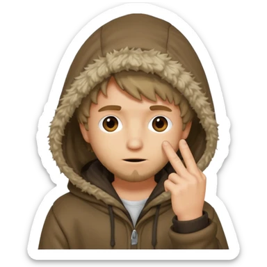 Moreno greñudo con capucha cuba la cara para el dedo sticker