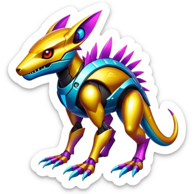  exotic tropical cyber-Protogen-Fakémon-Vernid-creature (full body) sticker