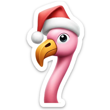 flamingo with santa hat  sticker