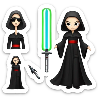 Jedi teen Morticia Addams flying a red Zephyr-J  sticker