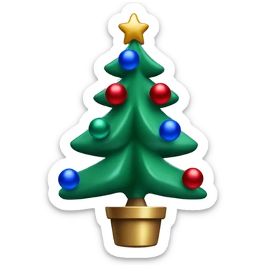 Old school aluminum Christmas tree with red, green, and blue balls sticker