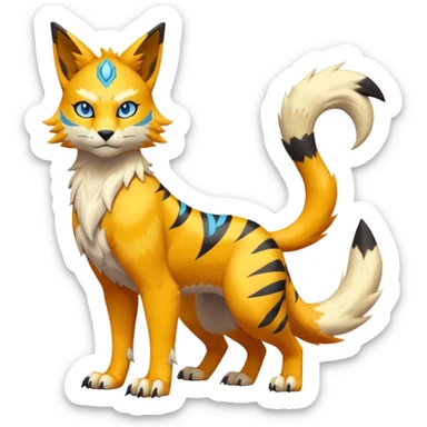Matias-Koraidon-Renamon-Zeraora-Bastet-Fakémon-fusion-creature, full body sticker
