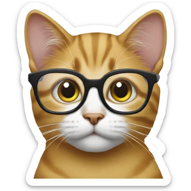 Cat with glasses studying  sticker