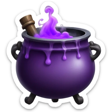 Cauldron with potion and purple steam. sticker